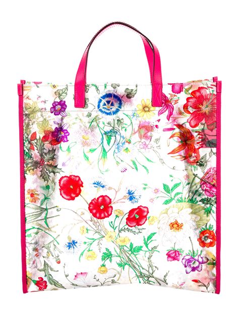 gucci red floral tote|Gucci flora print clear tote.